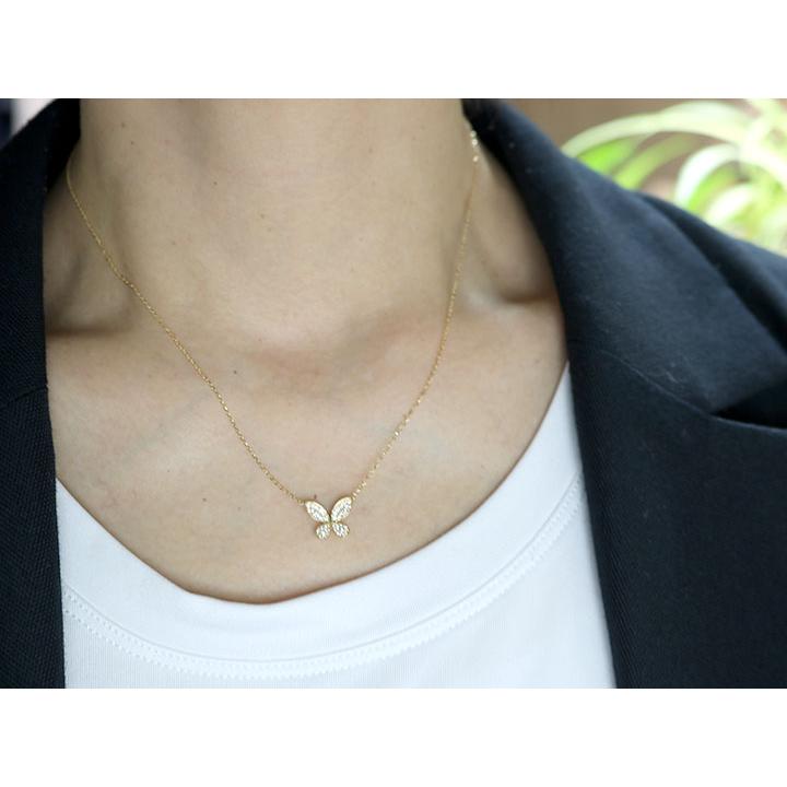 ダイヤモンド 0.25カラット  K18YG イエローゴールド ペンダントネックレス バタフライ 蝶モチーフ パヴェ 受注品の画像