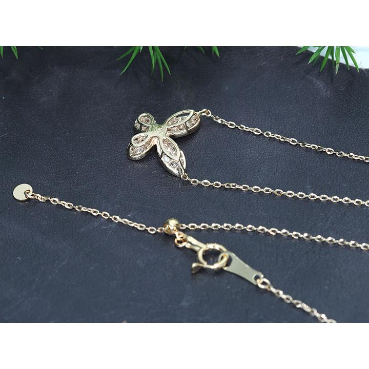 ダイヤモンド 0.25カラット  K18PGピンクゴールド ペンダントネックレス バタフライ 蝶モチーフ パヴェ 受注品の画像