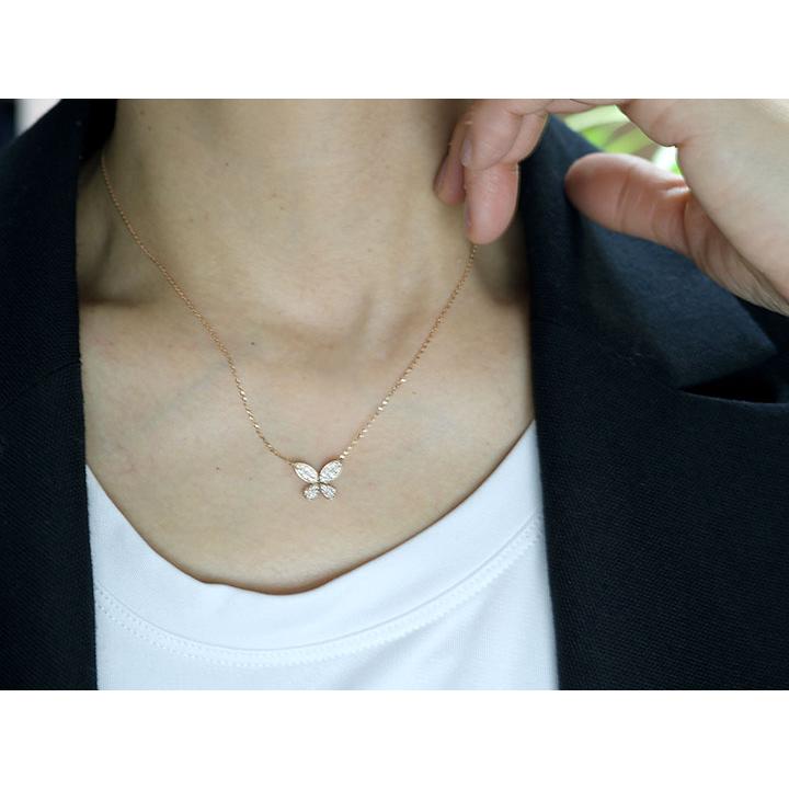 ダイヤモンド 0.25カラット  K18PGピンクゴールド ペンダントネックレス バタフライ 蝶モチーフ パヴェ 受注品の画像