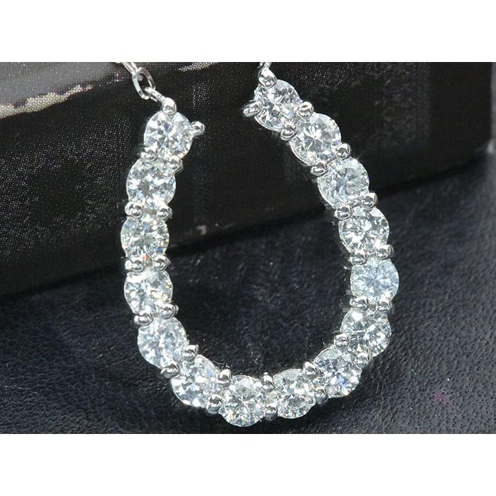 ダイヤモンド 1.00カラット PT900 （トップ)/PT850（チェーン） プラチナ ペンダントネックレス 馬蹄 バテイ 上質ダイヤ 1カラット 受注品の画像