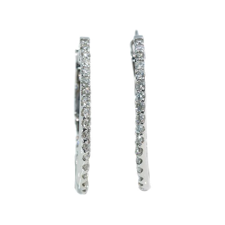 ダイヤモンド 1.00カラット PT950 プラチナ950 ピアス フープ 全周