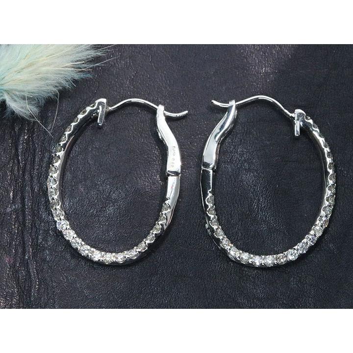 【美品】Pt950 ダイヤモンド フープイヤリング 両耳用 ダイヤモンド 1.00カラット PT950 プラチナ950 ピアス フープ 全周