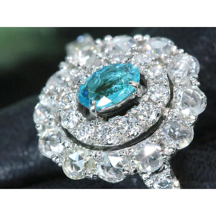 ばば様天然アパタイト 天然ダイヤモンドリング プラチナ950 フラワー 取巻き 天然アパタイト 天然ダイヤモンドリング プラチナ950 フラワー 取巻き