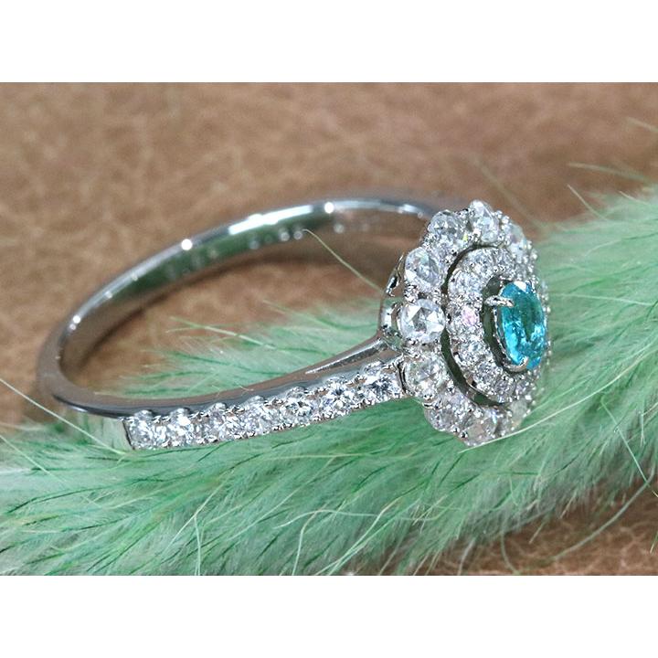 ばば様天然アパタイト 天然ダイヤモンドリング プラチナ950 フラワー 取巻き 天然アパタイト 天然ダイヤモンドリング プラチナ950 フラワー 取巻き