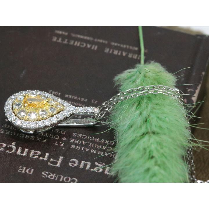 イエローダイヤモンド 0.154ct FANCY INTENSE ORANGE YELLOW I1 PT950  