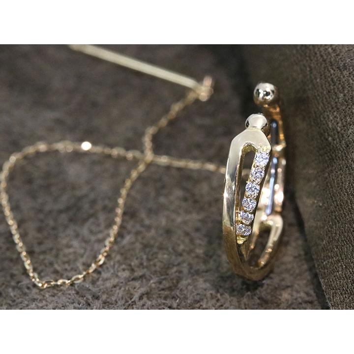 ダイヤモンド 0.08カラット   K18YG イエローゴールド イヤカフ イヤーカフ（片方） 上質ダイヤが煌めく 男女兼用 受注品の画像