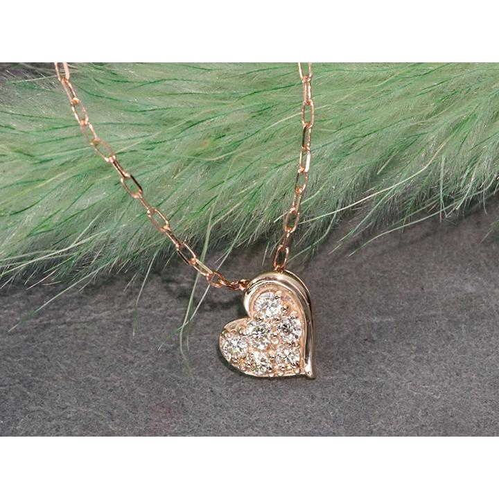 美品　18金PG ダイヤモンドパヴェ　ハート　ネックレス 楽天市場】K18PG【0.3ct】ハート パヴェダイヤモンド ネックレス