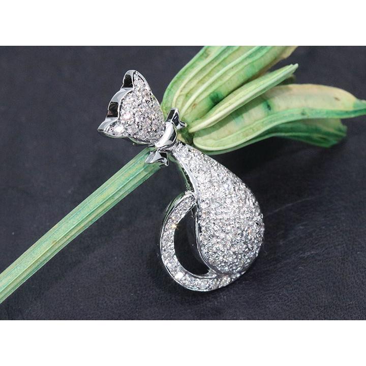 極美品】キャットモチーフ ラインストーン ブローチ 極美品】キャット