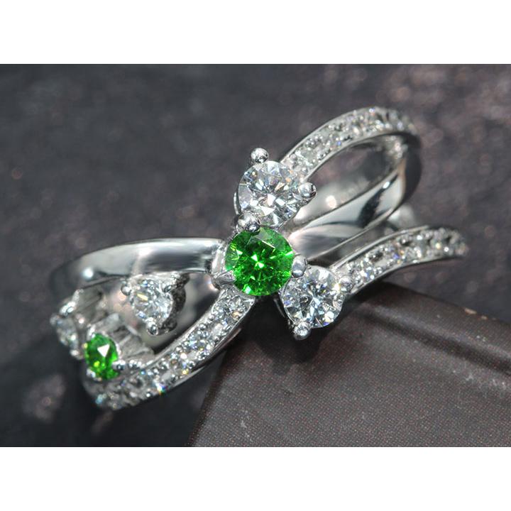 デマントイドガーネット 0.14ct ダイヤモンド 0.42ct K18WGホワイト  
