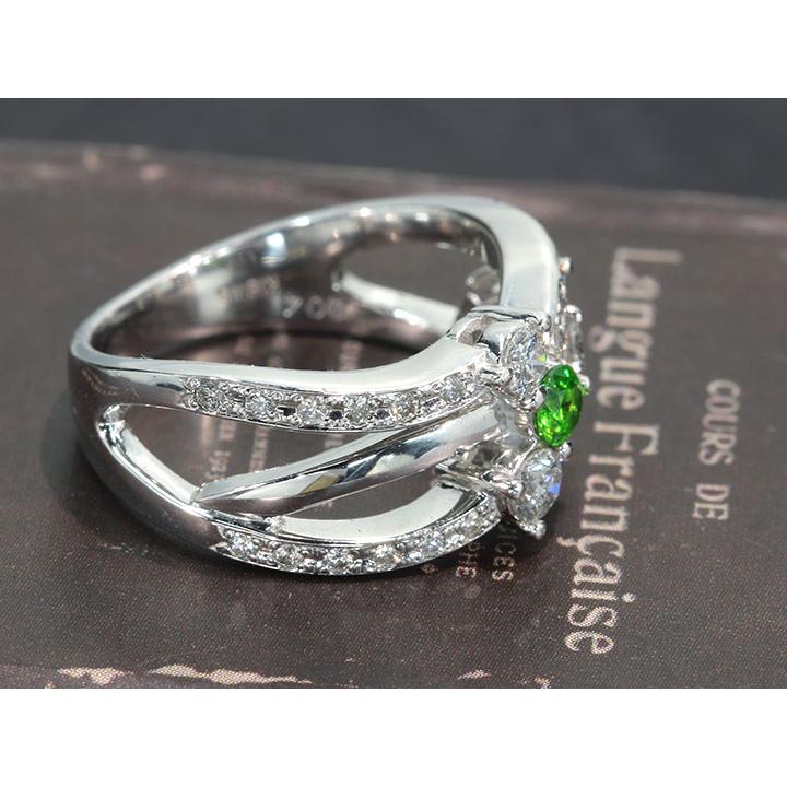 デマントイドガーネット 0.14ct ダイヤモンド 0.42ct K18WGホワイト  