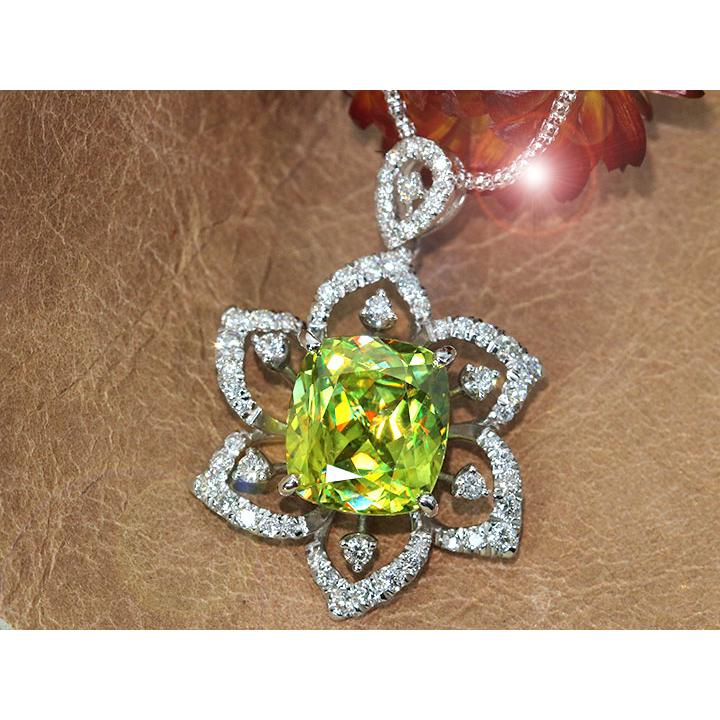 希少石☆大粒2.06ct】天然スフェーン ダイヤモンド ネックレス プラチナ