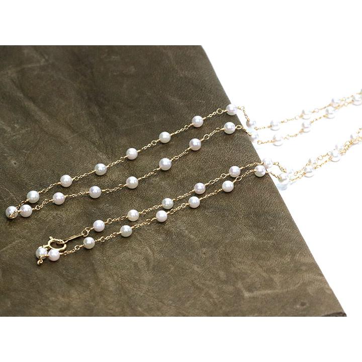 あこや真珠（和珠） K18YGステーションネックレス ロング66センチ