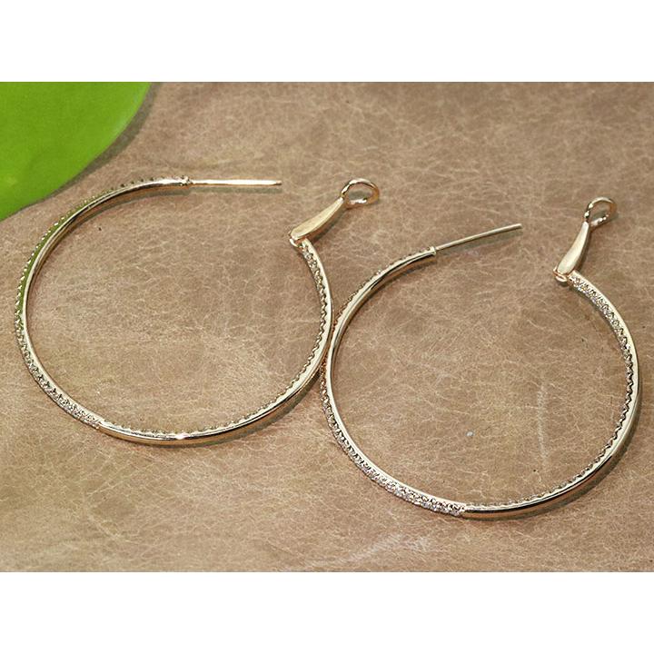 ダイヤモンド 0.76カラット K18PG ピンクゴールド ピアス 全周ダイヤの