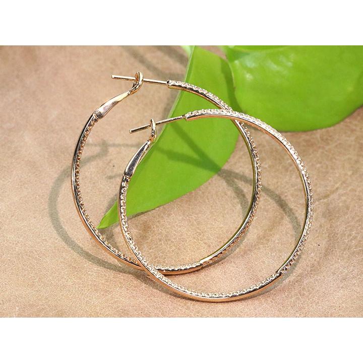 ダイヤモンド 0.76カラット K18PG ピンクゴールド ピアス 全周ダイヤの