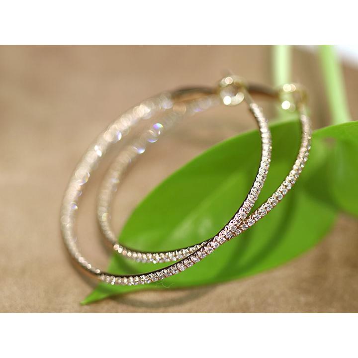 K18ダイヤ　ピアス 楽天市場】ダイヤモンド ピアス K18 フープピアス ハーフ