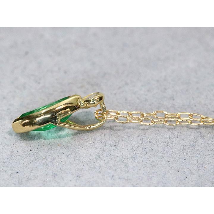 エメラルド 0.20カラット ダイヤモンド 0.03カラット K18YG イエローゴールド ペンダントネックレス コロンビア産 爽やかな一粒 1点ものの画像