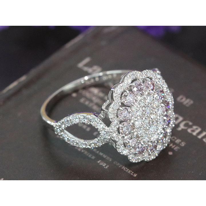 PT900 天然ピンクダイヤモンド リング 9号 2.8g D0.33ct CGL鑑定書付の通販