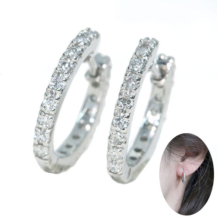 ダイヤモンド 合計0.40.カラット PT900 プラチナ900 ピアス フープ 全