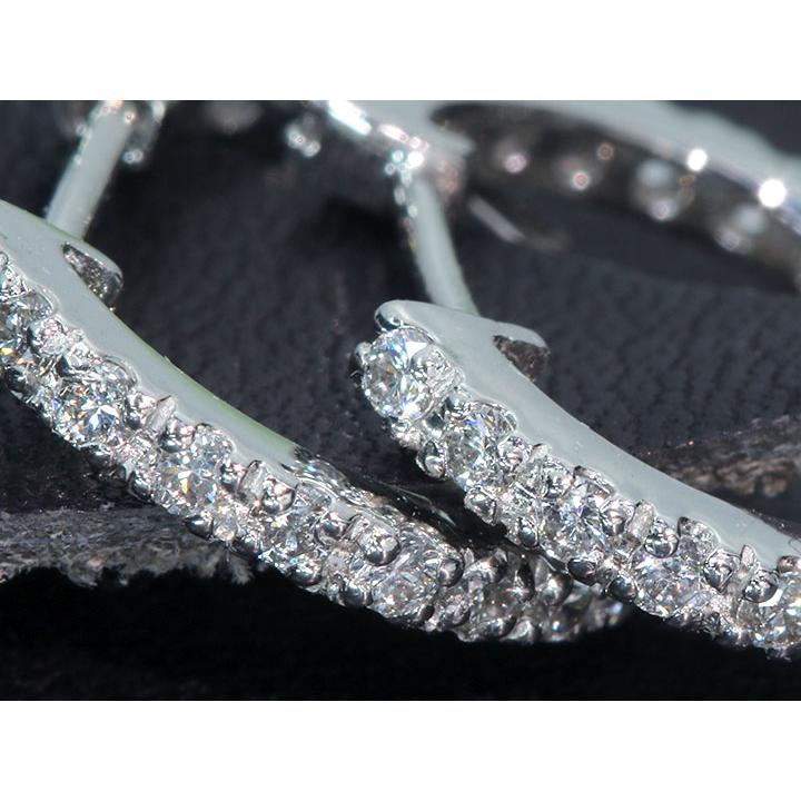 プラチナ900 1ct ダイヤモンド　フープピアス Pt900 1ct プラチナ ダイヤモンド フープ ピアス 遮断式 1カラット