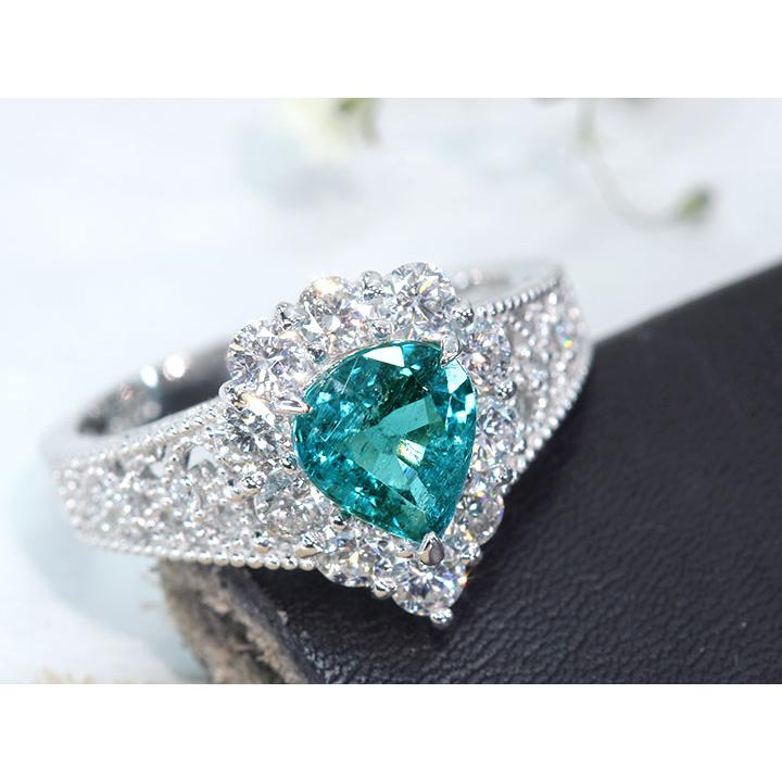 パライバトルマリン 1.38カラット ダイヤモンド 0.87カラット PT900