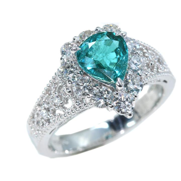 パライバトルマリン 1.38カラット ダイヤモンド 0.87カラット PT900