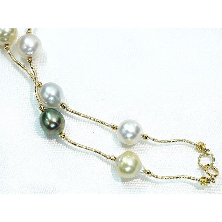 南洋真珠パール 9.4〜12.5ミリ位 大粒 スリーカラー 黒蝶・ゴールデン