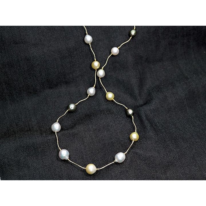 南洋真珠パール 9.4〜12.5ミリ位 大粒 スリーカラー 黒蝶・ゴールデン