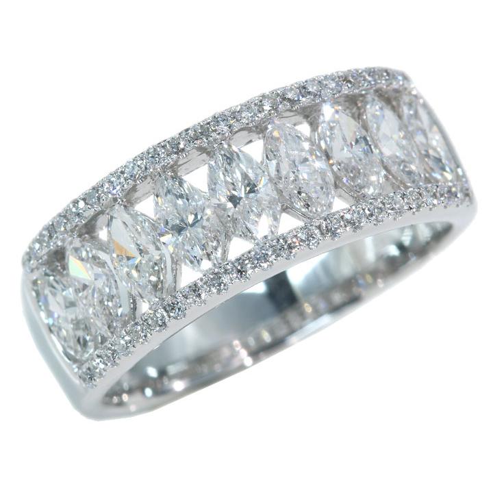 ダイヤモンド 1.63カラット K18WGホワイトゴールド リング・指輪 幅広