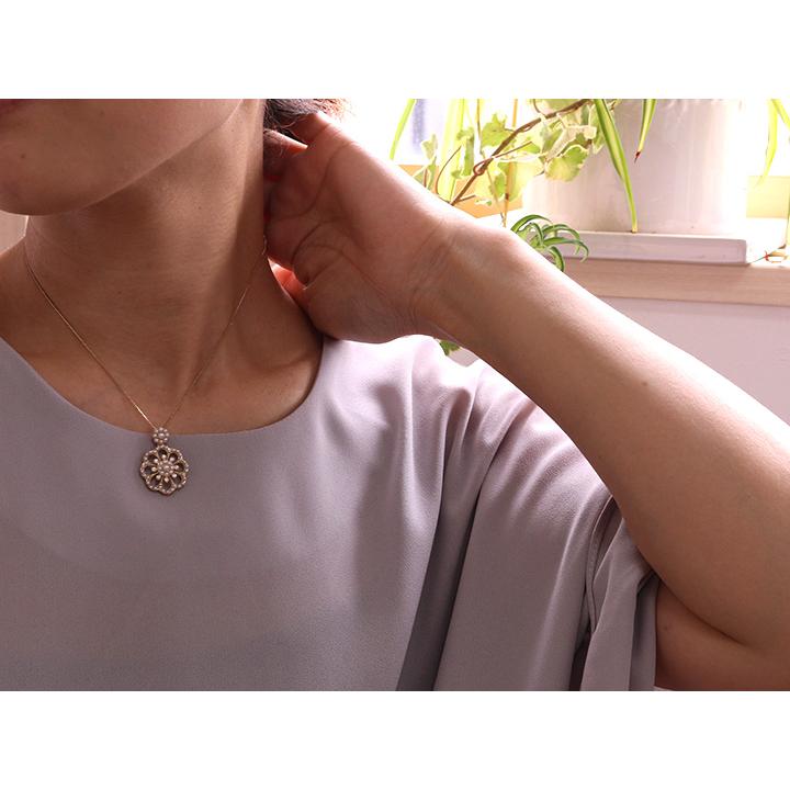 美品】18金シードパールペンダントトップメレダイヤ付き