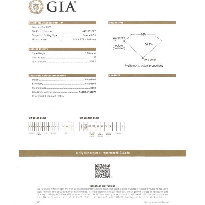 【1点限定】 天然ダイヤモンド ルース 1.28ct Eカラー VVS-2 バゲットカット エメラルドカット スクエアカット  NONE GIA鑑定書付き 天然石｜ycorporation｜03