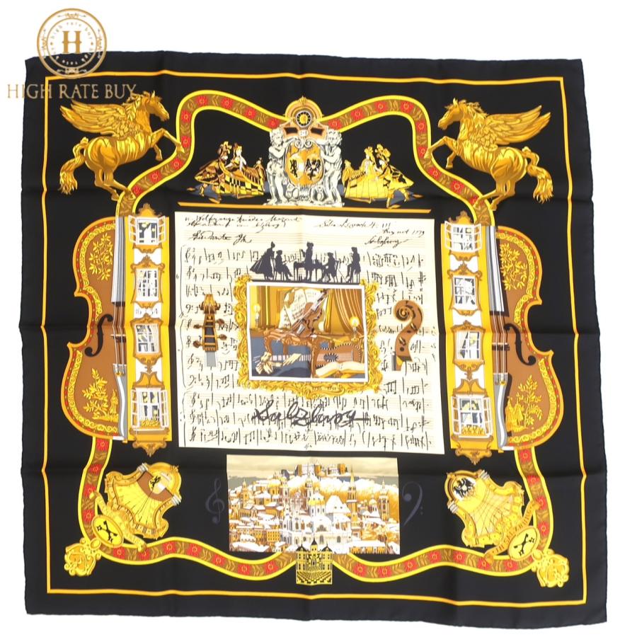 ★美品★エルメス　カレ90 ザルツブルグにて　スカーフ　シルク　バイオリン　音楽 HERMES（エルメス） 【未使用品】HERMES カレ90 IN SALZBURG