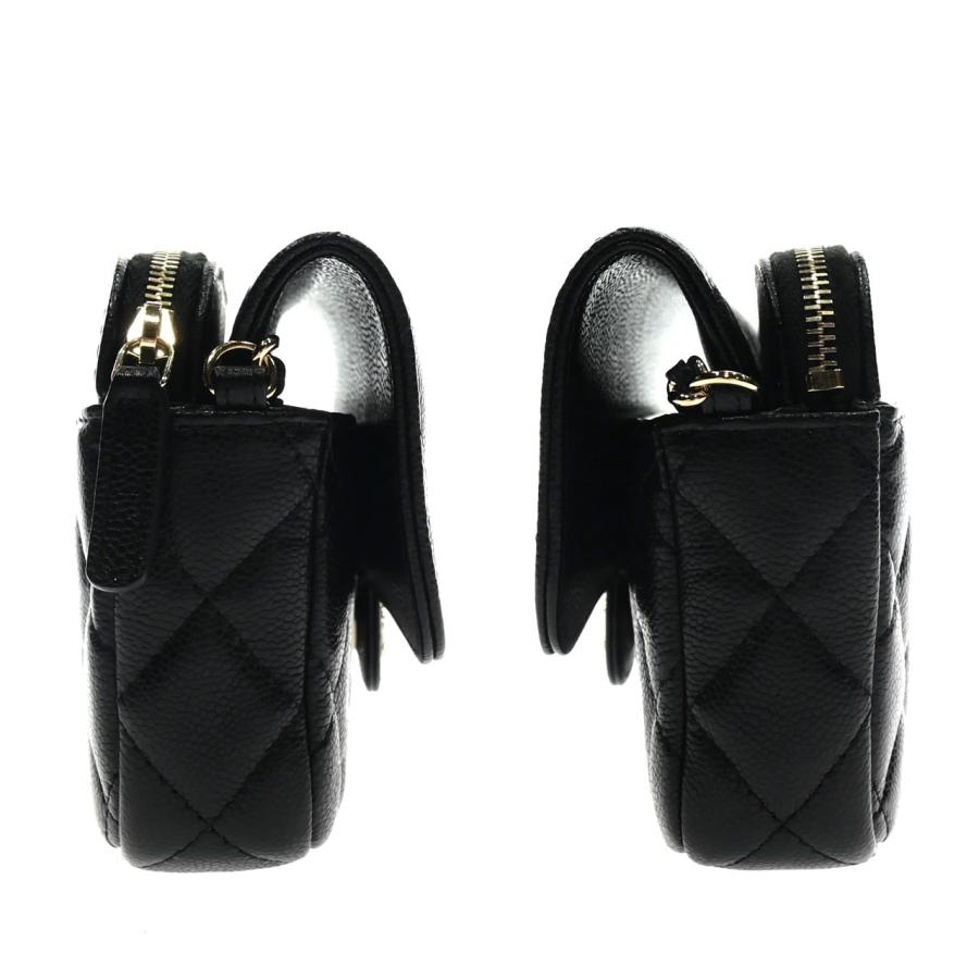 ［美品］CHANEL キャビアスキン マトラッセ チェーンウォレット ココマーク CHANEL シャネル ココマーク マトラッセ 長財布 チェーン