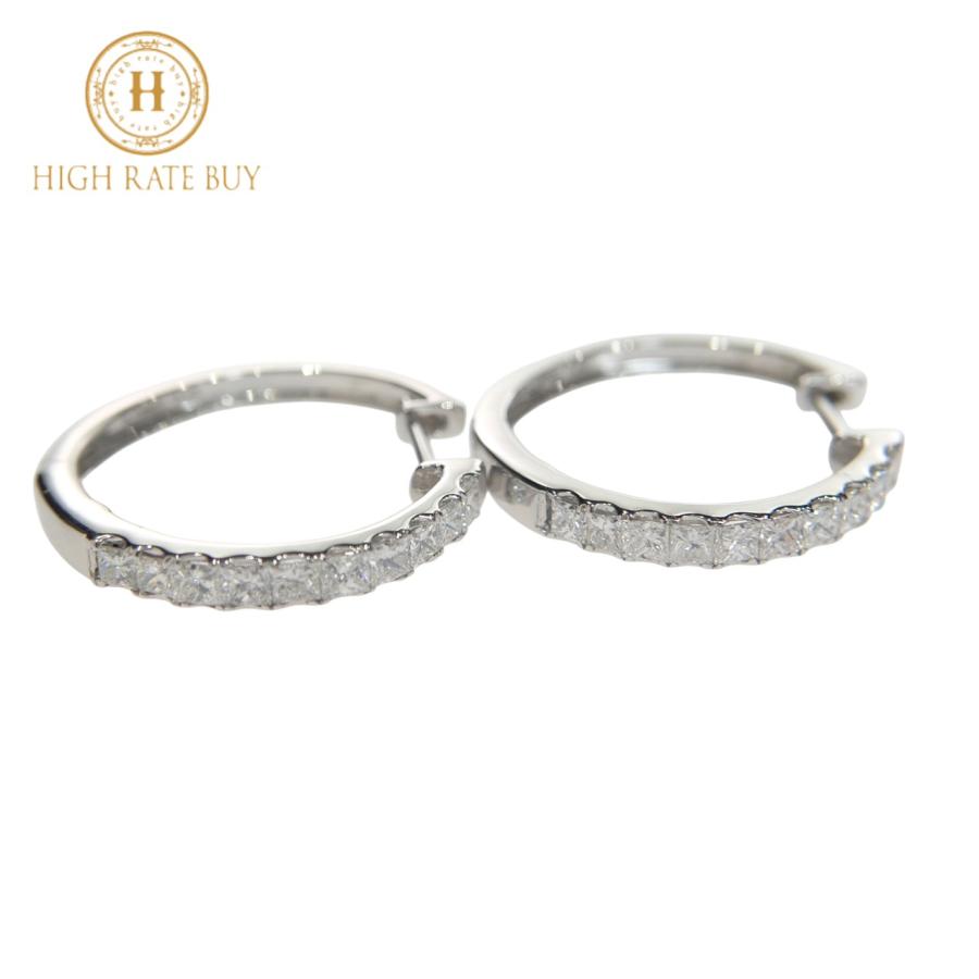 未使用品】ダイヤモンド フープ ピアス K18WG 750 ホワイトゴールド