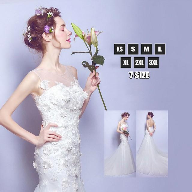 ウエディングドレス トレーンドレス ノースリーブ ロングドレス ａライン フラワーブラ 花嫁 新作 結婚式 二次会ドレス Sagaretxe Net