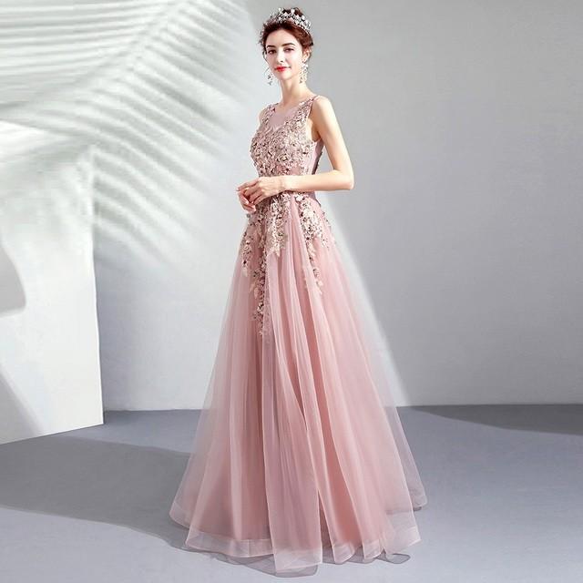 カラードレス スレンダーライン ロング ノースリーブ 花飾り フラワーブラ 透け感 エレガント 二次会 花嫁 パーティー 細身 Y Cute 通販 Yahoo ショッピング