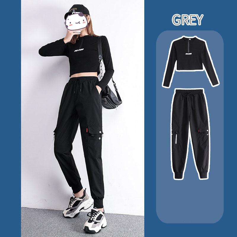 お洒落 ダンス練習着 韓国 レディース へそ出し 長袖 セットアップ ショート丈 ダンス衣装 ヒップホップ ダンスウェア トップス 運動服 ジャズ 発表会 演出 Cisama Sc Gov Br