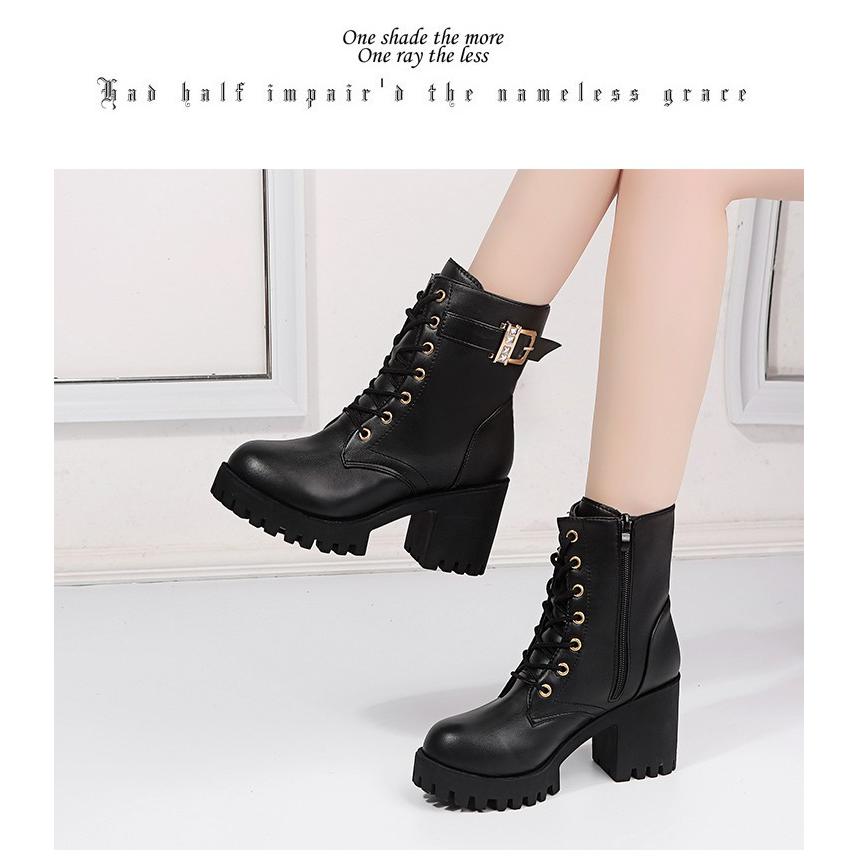 ショートブーツ レディース エンジニアブーツ ショート ブーツレースアップ ブラック ワインレッド ミドル丈 人気 秋冬 新作 女性用 厚底ブーツ 美脚 ブーツ 靴 Hh Y Cute 通販 Yahoo ショッピング