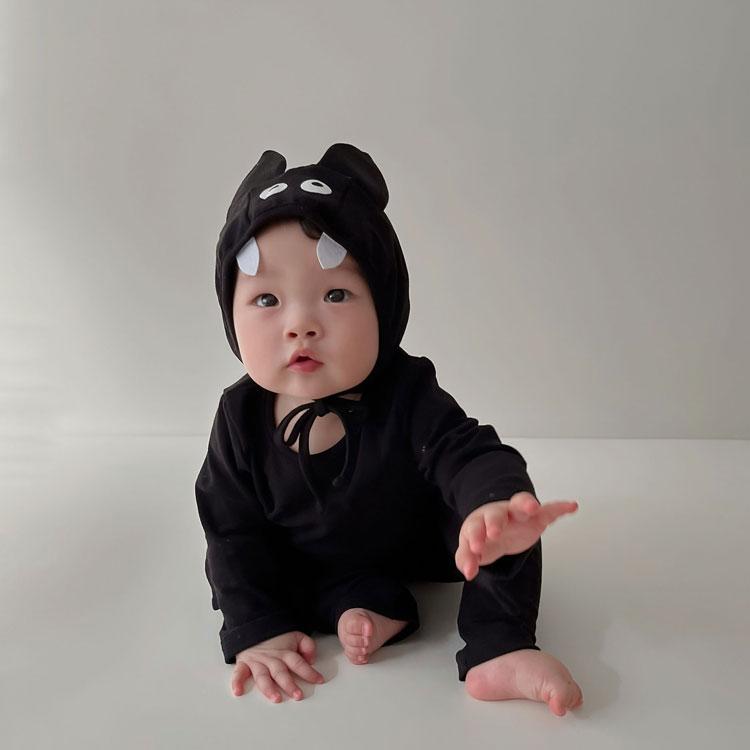 【値下げ・現品限り】 コウモリ ロンパース 着ぐるみ オムツ おむつ 衣装 ハロウィン ベビー コウモリ 着ぐるみ ロンパース 衣装 3点セット 子供