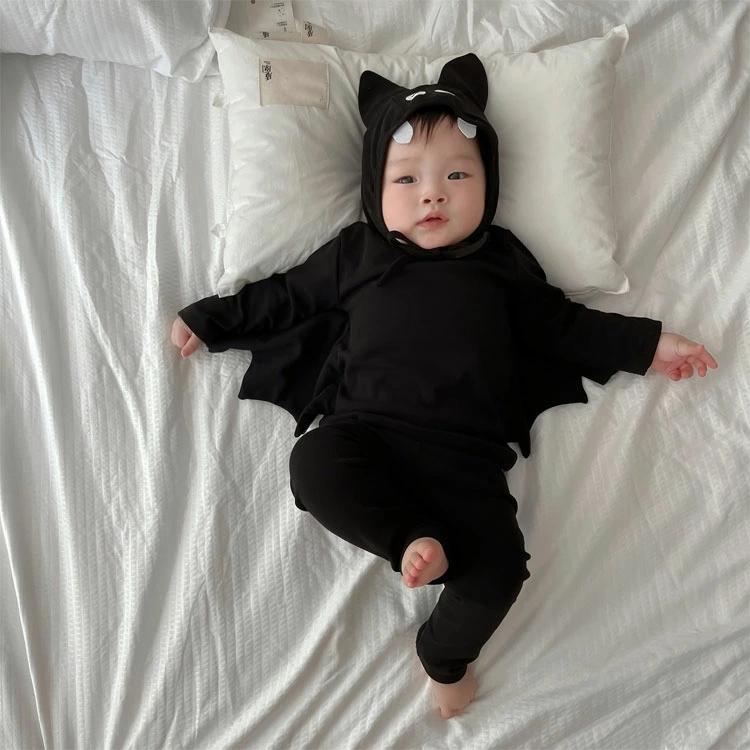 【値下げ・現品限り】 コウモリ ロンパース 着ぐるみ オムツ おむつ 衣装 ハロウィン ベビー コウモリ 着ぐるみ ロンパース 衣装 3点セット 子供