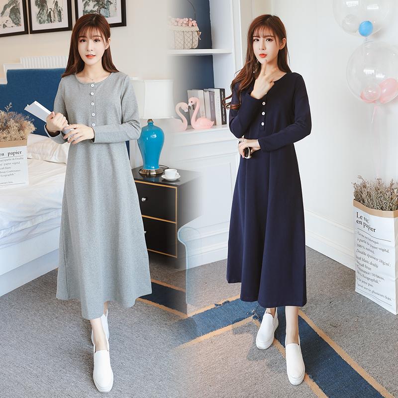 産後授乳も便利 マタニティ ワンピース ロング 長袖 レディース カジュアル ゆったり 授乳服 妊婦 ママ チュニック 可愛い おしゃれ マキシ丈 スウェット Lady Y Cute 通販 Yahoo ショッピング