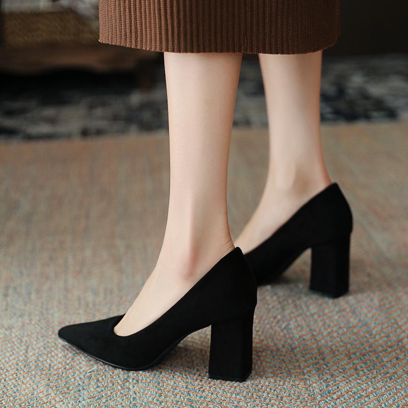 走れるパンプス 通勤 フォーマル オフィス ヒール3 5 7センチ スエード ポインテッドトゥ 太ヒール レディース 柔らかい 痛くない 歩きやすい 魔法の美脚 Lady Y Cute 通販 Yahoo ショッピング