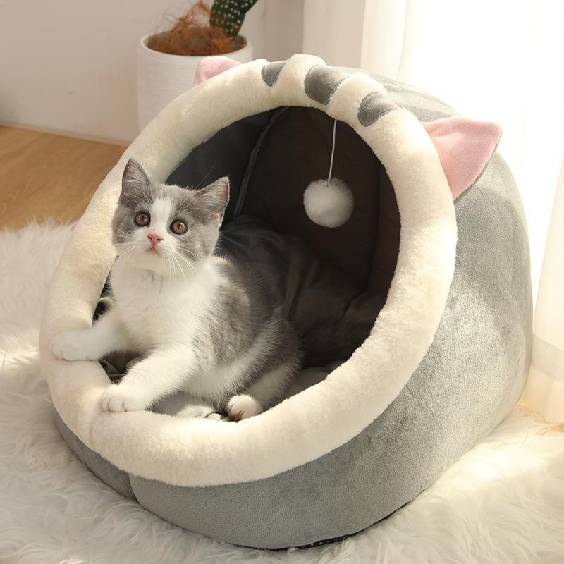 猫ベッド ふわふわ 冬 暖か 猫ハウス ドーム型 ペットハウス 電気の