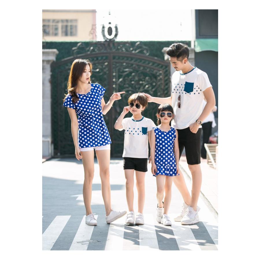 親子コーデ パパ キッズ親子お揃い 親子ペアルック 母の日 父の日 親子リンクコーデ ドット半袖tシャツ 親子ペア プレゼント 夏服 カップルお揃い リゾート Qqz Y Cute 通販 Yahoo ショッピング