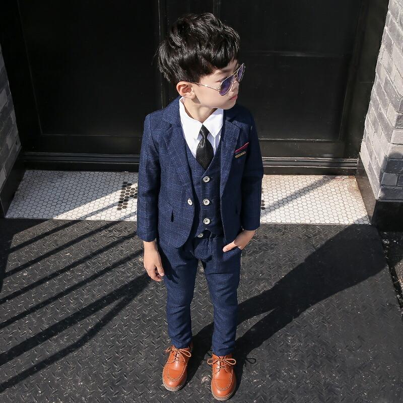 卒業式 男の子 スーツ 小学生 ベスト・ネクタイ付き フォーマル 入園式