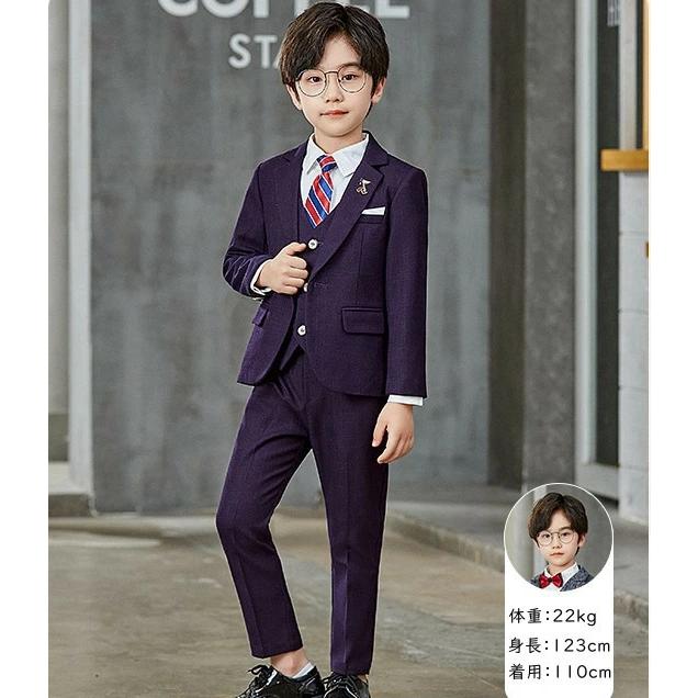卒業式 男の子 スーツ 小学生 ベスト・ネクタイ付き フォーマル 入園式