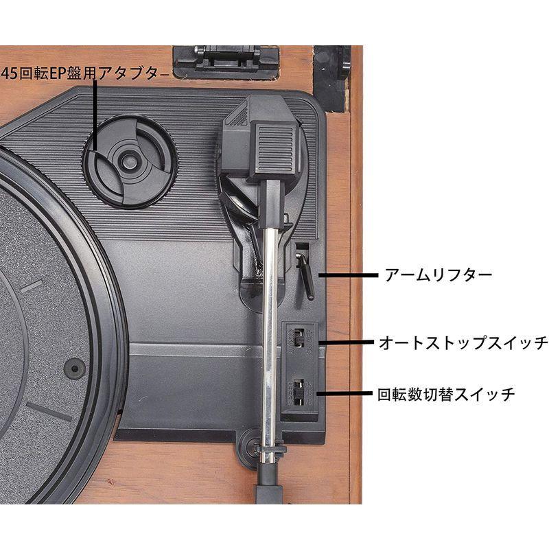 MOETATSU レコードプレーヤー ターンテーブル スピーカー内蔵 RCA音声 