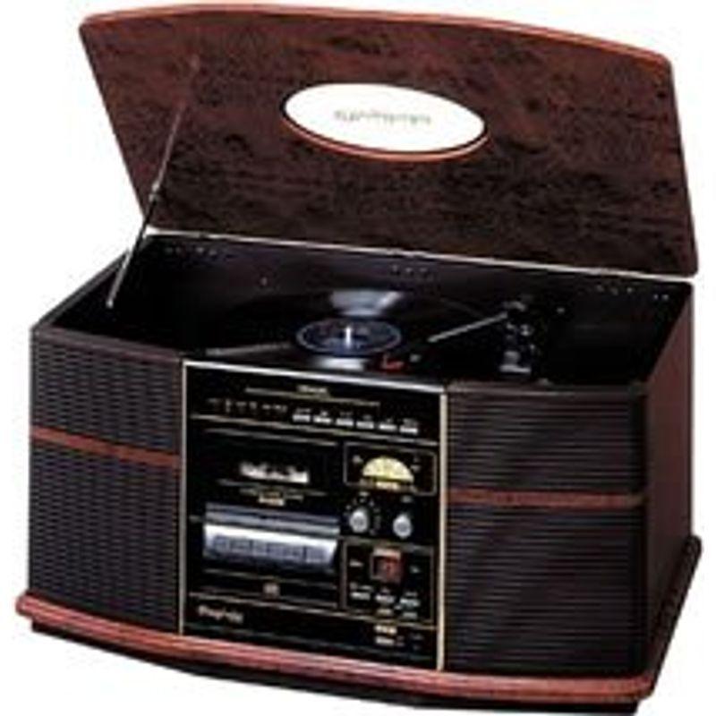 即発送可能】Denon 音聴箱 卓上ステレオ レコード 木目 CD カセット