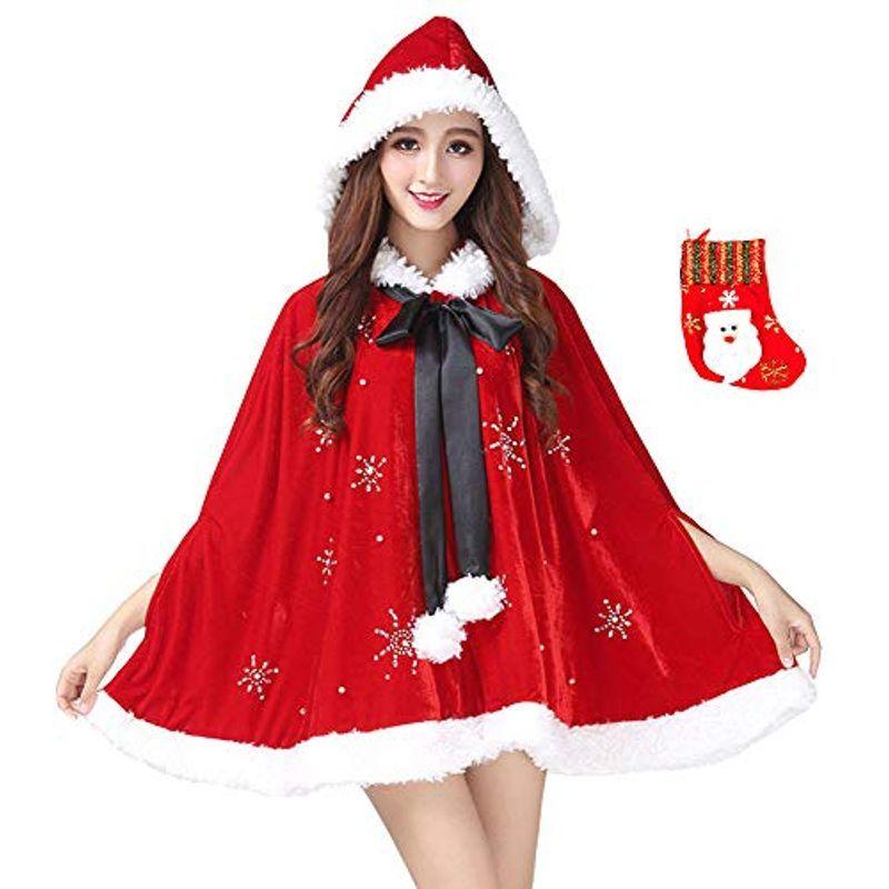 Fout サンタ 衣装 クリスマス 仮装 サンタクロース コスプレ ワンピース 大人 レディース ベルトパンツ 飾り靴下 4点