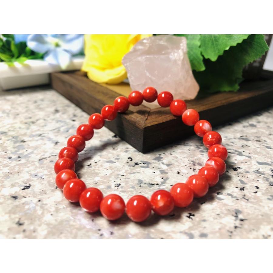 希少！天然コーラル(赤珊瑚)ブレス Hand Made Amazon | [おまもり堂 OMAMORI-DO] 天然珊瑚ブレスレット 赤珊瑚