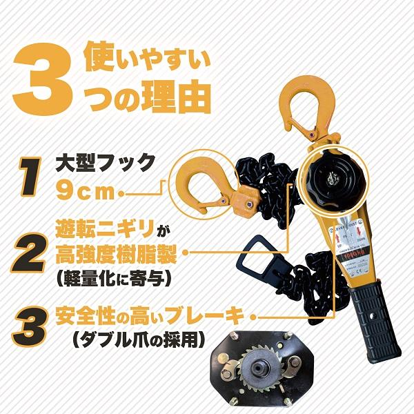 ヒッパラー/レバーブロック/1t ヒッパラー レバーホイスト 揚程1．5m 定格荷重1t チェーンレバー